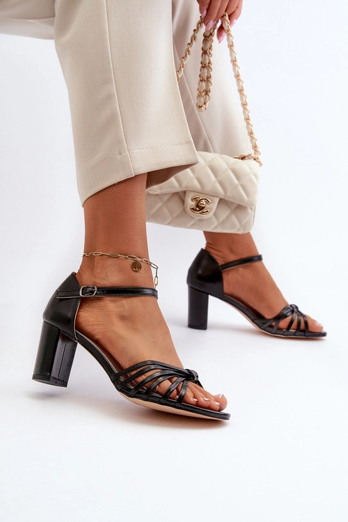 Damskie Sandały Na Słupku Czarne Pyrrette