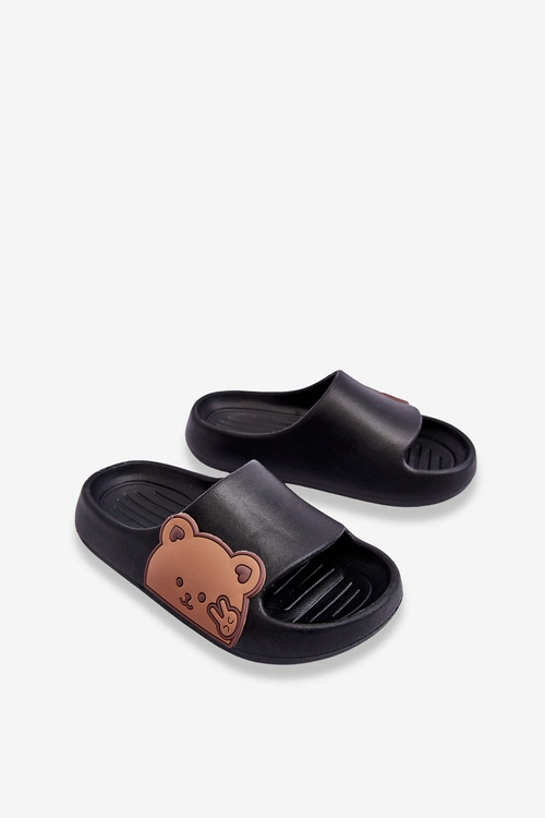 Lekkie Piankowe Klapki Z Misiem Czarne Todi