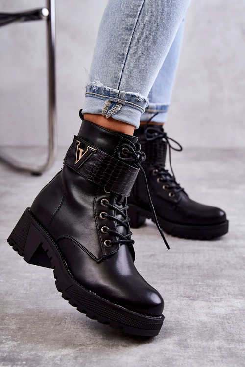 Skórzane Botki Na Suwak Z Ociepleniem Czarne Ramsey