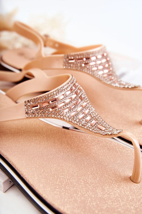 Damskie Sandały Japonki Z Ozdobami Różowe Atlanta