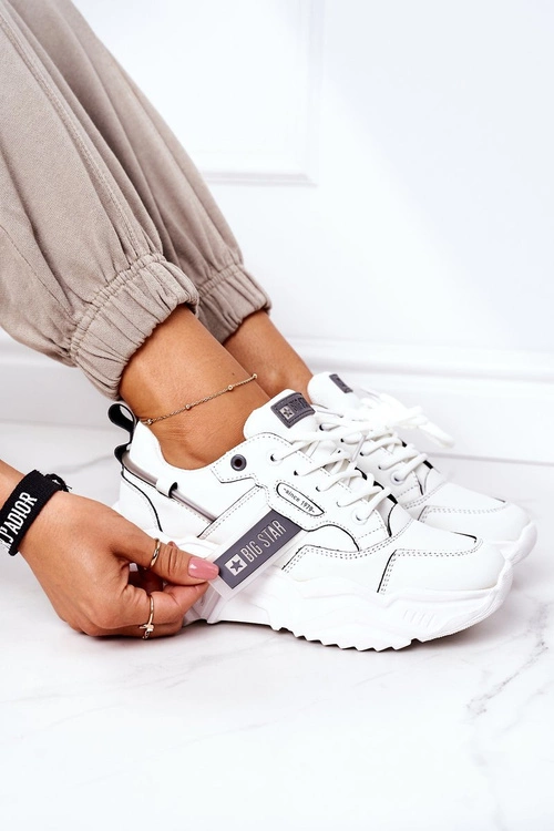 Damskie Sportowe Buty Sneakersy Big Star GG274213 Biało-Szare