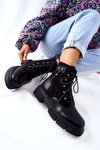 Skórzane Botki Workery Wiązane Czarne Your Way!