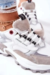 Sportowe Damskie Buty Cross Jeans Biało Szare II2R4020C