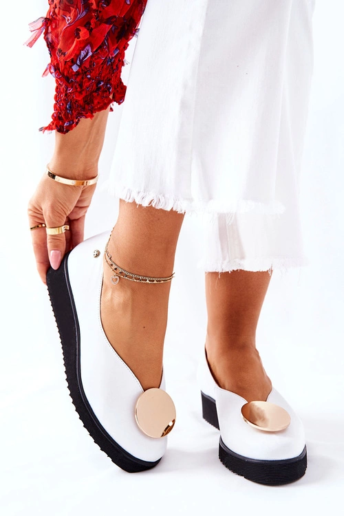 Półbuty Baleriny Na Platformie Maciejka Białe 5315B-11