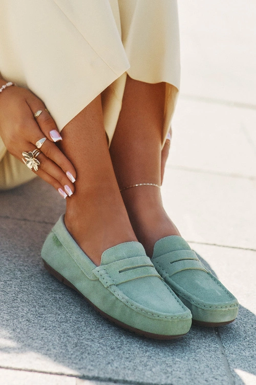 Zamszowe Mokasyny Damskie Big Star RR274945 Zielone