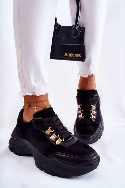 Damskie Zamszowe Buty Sportowe Sneakersy Czarne Britany