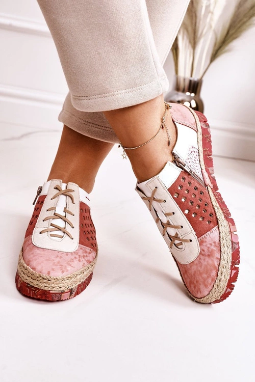 Damskie Skórzane Półbuty Maciejka Koralowe 03339-43