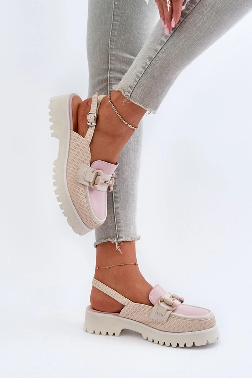 Sandały Damskie Na Płaskim Obcasie Z Ozdobą Beżowe D&A MR38-656