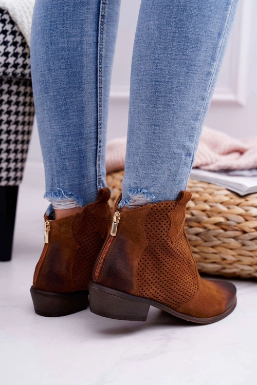 Botki Damskie Brązowe Skórzane Exquisite 1166