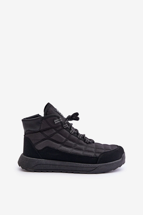 Ocieplane Męskie Buty Zimowe Sznurowane Progress PROGJ-24-153 Czarne