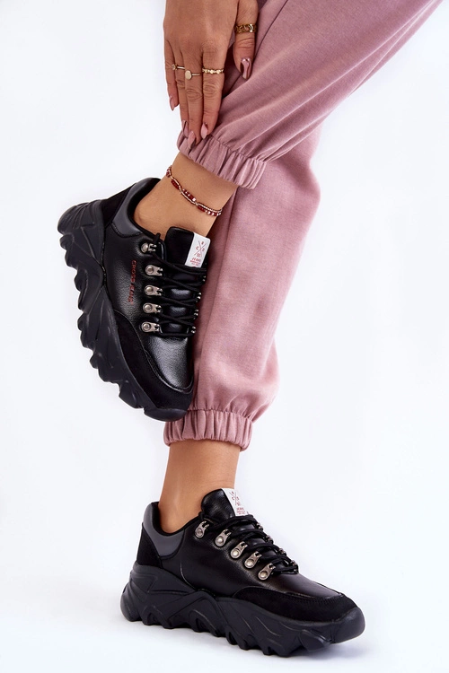 Damskie Sneakersy Na Platformie Cross Jeans KK2R4073C Czarne