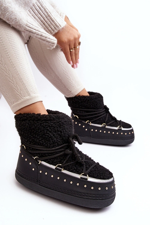 Damskie Ocieplane Śniegowce Czarne Rohes