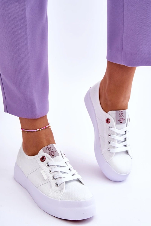 Damskie Trampki Na Platformie Cross Jeans LL2R4040 Białe