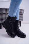 Damskie Botki Ocieplane Futerkiem Czarne Piano