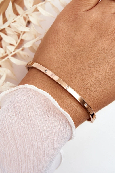 Bransoletka Stalowa Z Cyrkoniami Różowe Złoto Lauren