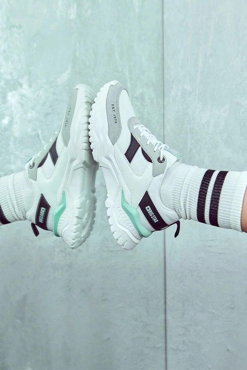 Damskie Buty Sportowe Big Star JJ274A412 Biało-Czarne