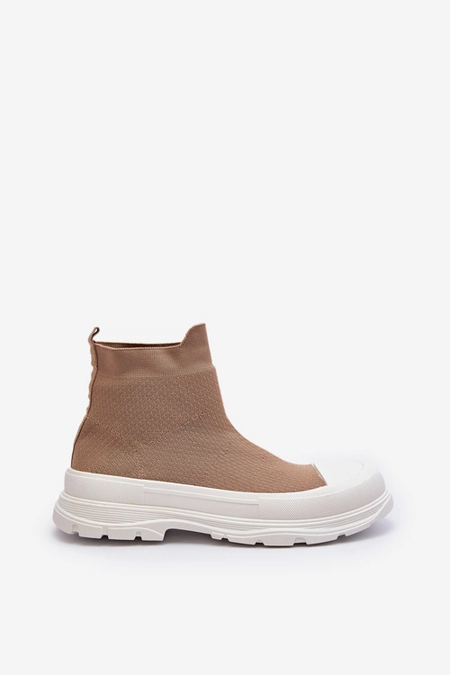 Wsuwane Skarpetkowe Botki Damskie Brązowe Ilanae