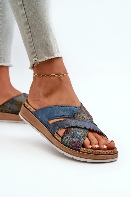 Wygodne Lekkie Klapki Damskie Inblu GS000052 Granatowe