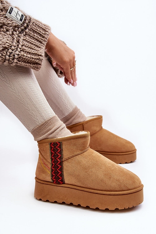 Śniegowce Damskie Na Platformie Ocieplane Camel Lomessa