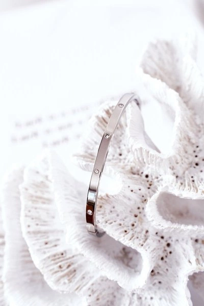 Bransoletka Stalowa Z Cyrkoniami Srebrna