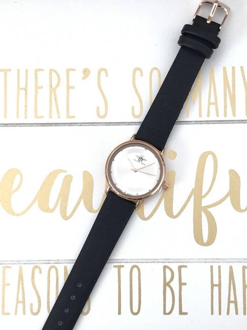 Damski Zegarek Michael John Paule Czarny Biała Tarcza