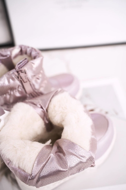 Dziecięce Śniegowce Ocieplane Wełną Różowe Cruella