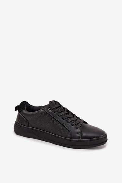 Skórzane Sneakersy Męskie Lee Cooper LCJ-25-33-3965 Czarne