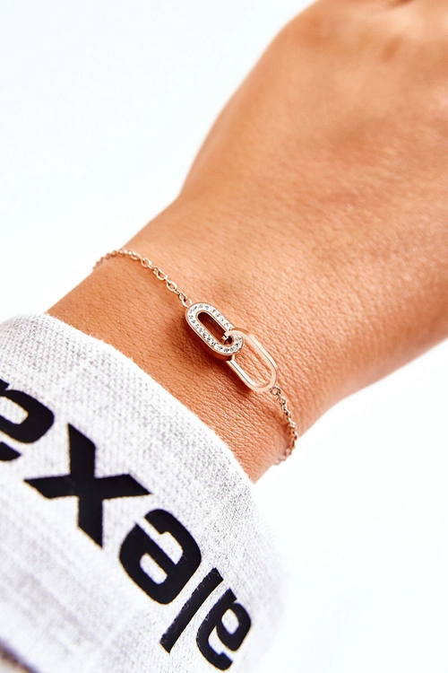 Damska Bransoletka Celebrytka Z Owalnymi Ozdobami Różowe Złoto