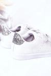 Dziecięce Tenisówki Na Rzepy Biało-Srebrne Cute Girl