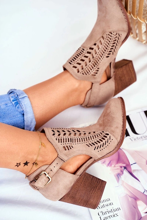 Botki Damskie z Wycięciem Wiosenne Beżowe Velluci