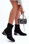Zamszowe Ażurowe Botki Na Obcasie Czarne Perale