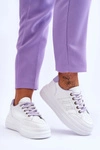 Modne Damskie Sneakersy Na Platformie Biało-Fioletowe Claribel