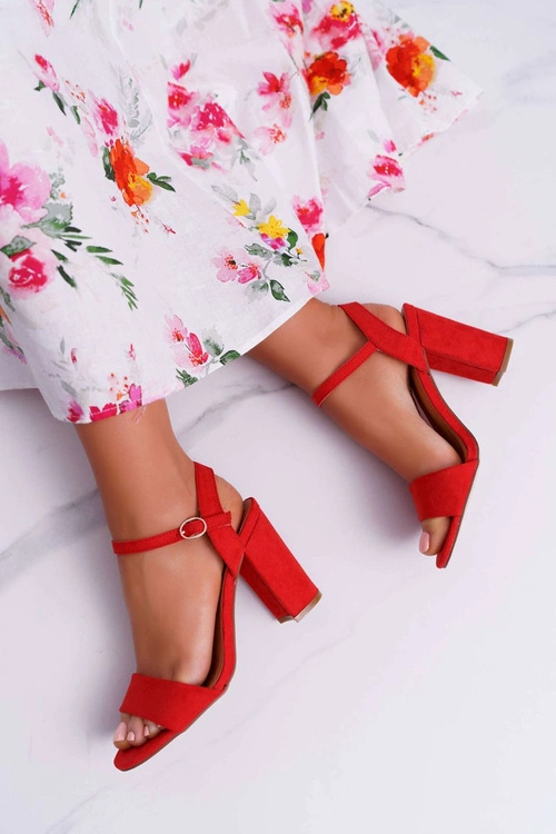 Sandały Damskie Zamszowe Czerwone Baloo