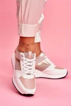 Sportowe Damskie Buty Sneakersy Biało Różowe Dillion