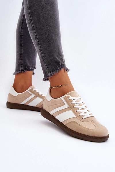 Damskie Niskie Sneakersy Buty Sportowe Beżowe Eudiopis