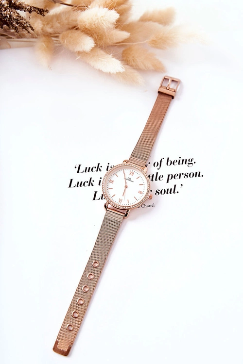 Zegarek Z Cyrkoniami Na Bransolecie Mesh Giorgio&Dario Różowe Złoto