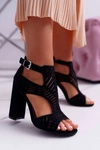Damskie Sandały Na Słupku Peep Toe Czarne Carmelita