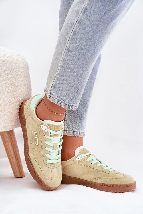 Zamszowe Buty Sportowe Sneakersy Damskie D.Franklin DFSH387005 Limonkowe