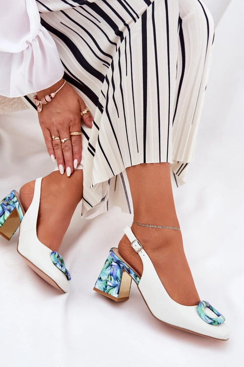 Skórzane Sandały Damskie Na Słupku D&A CR51-002 Białe