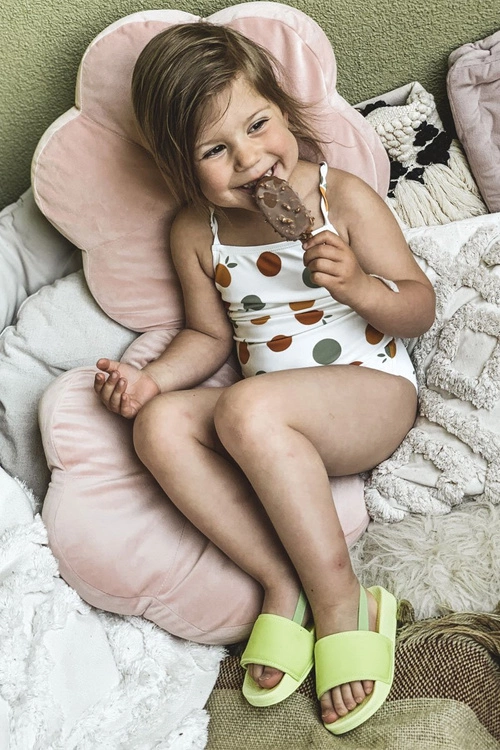 Dziecięce Gumowe Klapki Limonkowe Swimmer