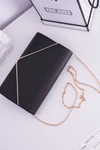 Elegancka Czarna Kopertówka Złote Okucia