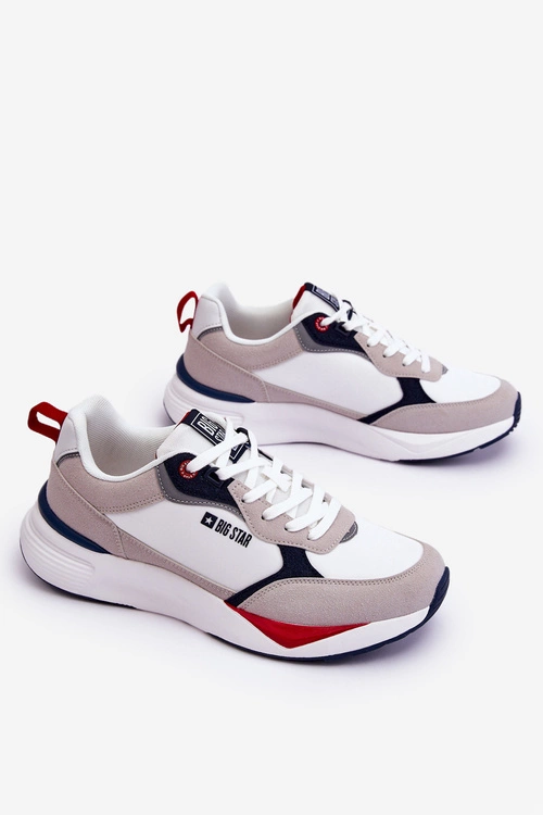 Męskie Buty Sportowe Memory Foam Big Star LL174235 Biało-Szare