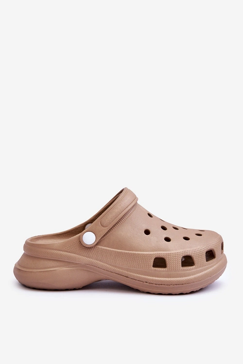 Piankowe Klapki Kroksy Na Masywnej Podeszwie Beżowe Katniss