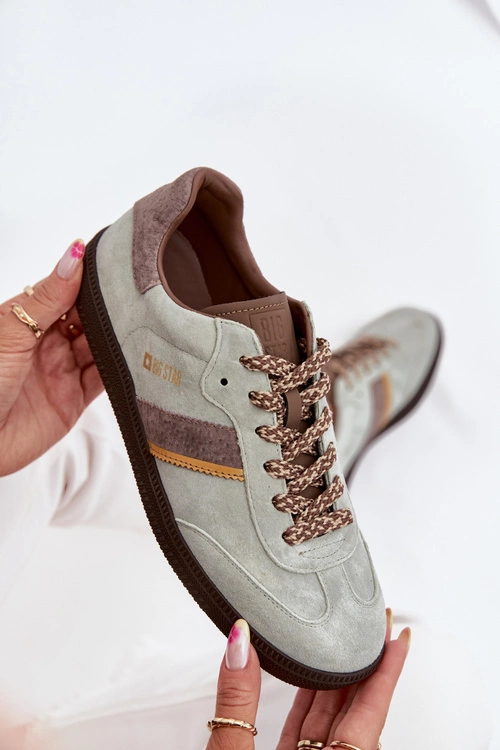 Zamszowe Niskie Sneakersy Damskie Big Star SS274678 HI-POLY SYSTEM Miętowe