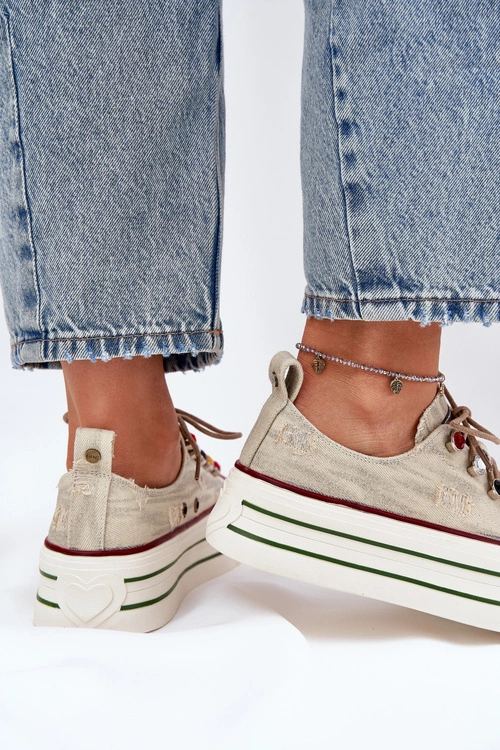 Trampki Damskie Na Platformie GOE RR2N4105 Beżowe