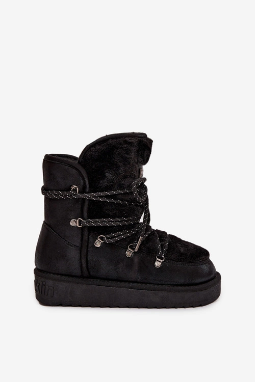 Śniegowce Damskie Na Platformie Z Futerkiem D.Franklin DFSH37005 Czarne