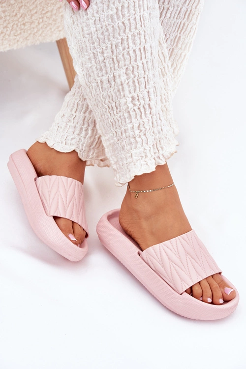 Klapki Damskie Piankowe Na Platformie Różowe Vanesha