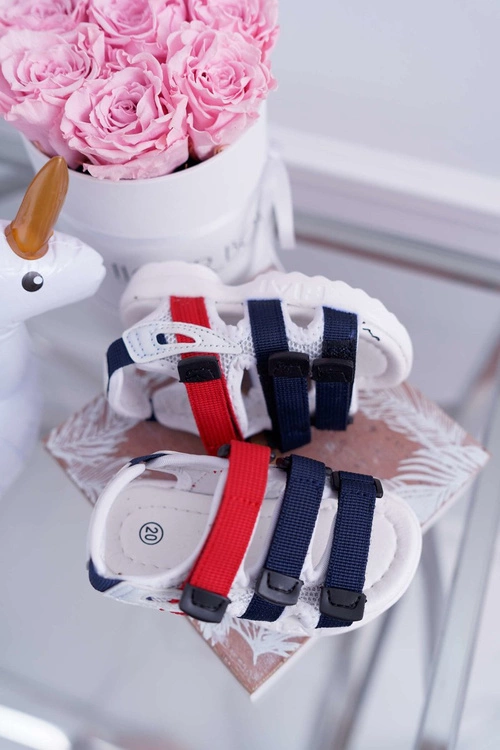 Dziecięce Sandały Na Rzepy Dla Dziewczynki Chłopca Białe Fima