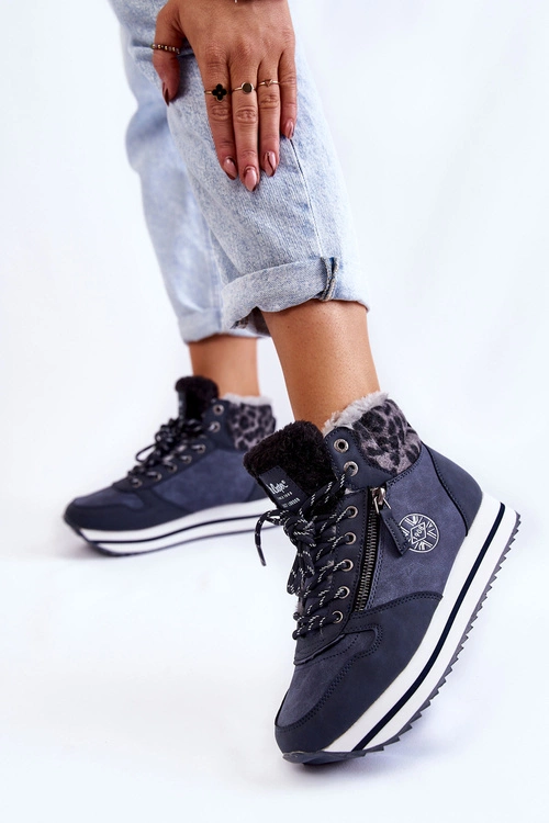 Damskie Botki Ocieplane Lee Cooper LCJ-22-31-1450 Granatowe
