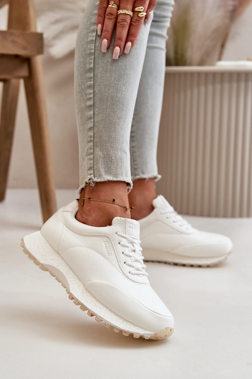 Damskie Sneakersy Buty Sportowe Z Eko Skóry Big Star OO274023 Hi-Poly System Białe